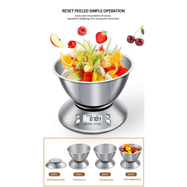 254*85*27 mm Stainless Steel High Accuracy Electronic Digital Kitchen Weight Scale with 5kg Maximum Weight Recommendation