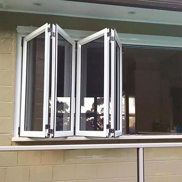 Janela dobrável de cozinha de impacto de furacão com design bifold de vidro duplo de alumínio