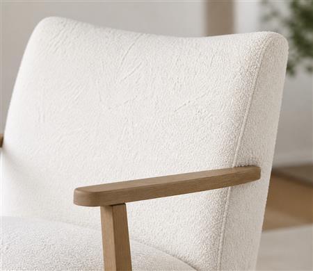 Modern Boucle Upholstered Wood Armchair  CYC-035