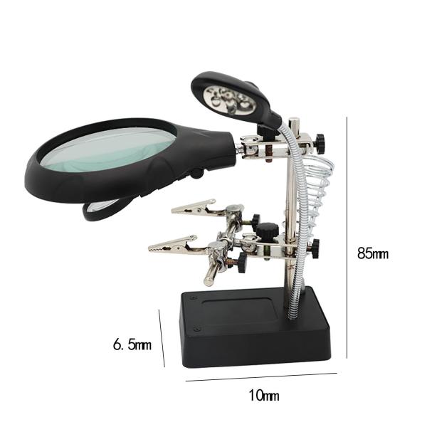 TOKTOS Magnifying Glass For Workbench With LED Light 3.5X-12X Lens Auxiliary Clip