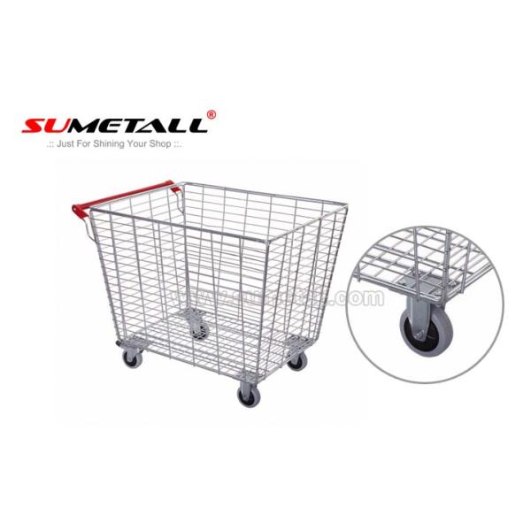 Medium Duty Wire Steel Supermarket Metal Storage Cage With Wheels For Retailers