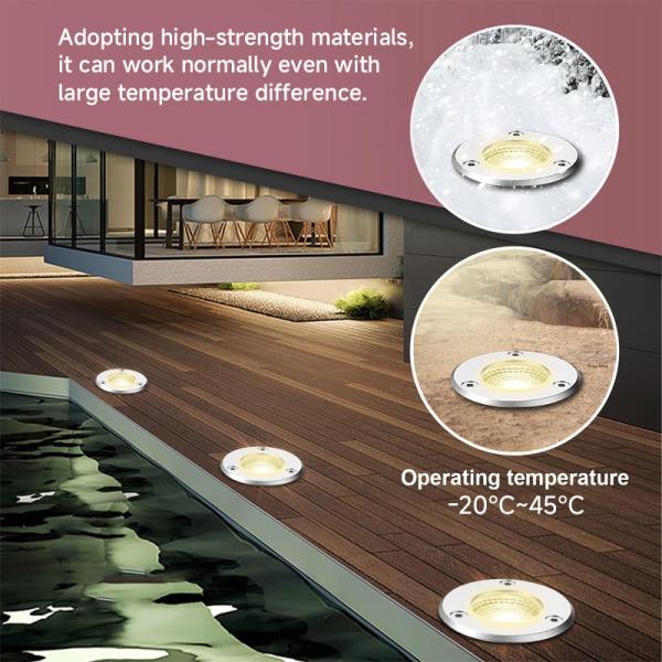 IP67 Outdoor Light Warm White COB Underground Light Round Shape Inground Light 304 Stainless Steel LED Black 80 IP67 Wat