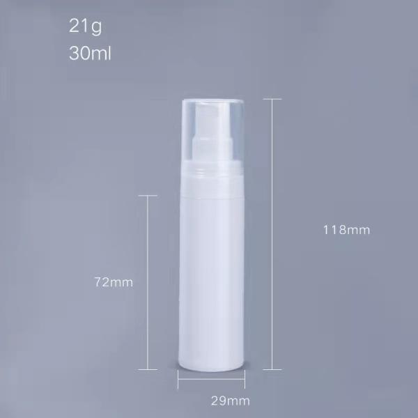Stock PP half transparent frosted airless spray bottle 15ml 30ml 50ml liquid cosmetic bottle
