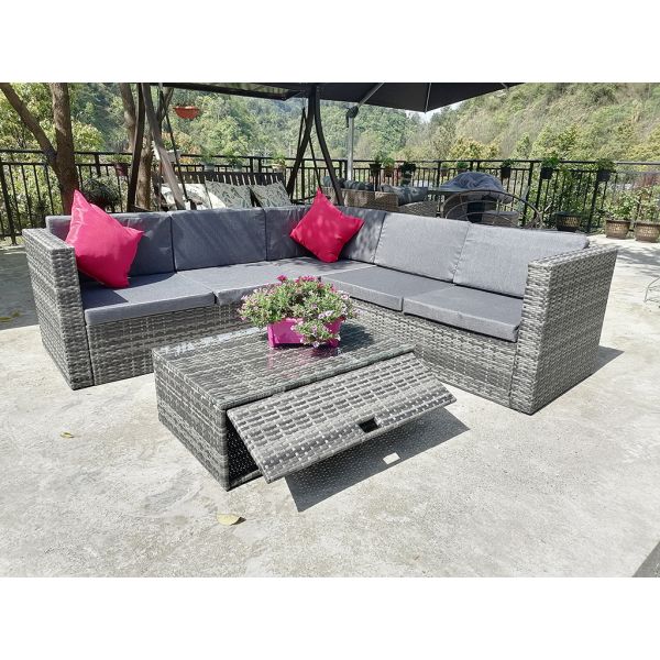 All Weather PE Wicker Rattan Outdoor Sectional Furniture L-Shaped Corner Patio Sofa Conversation Outdoor Furniture Set