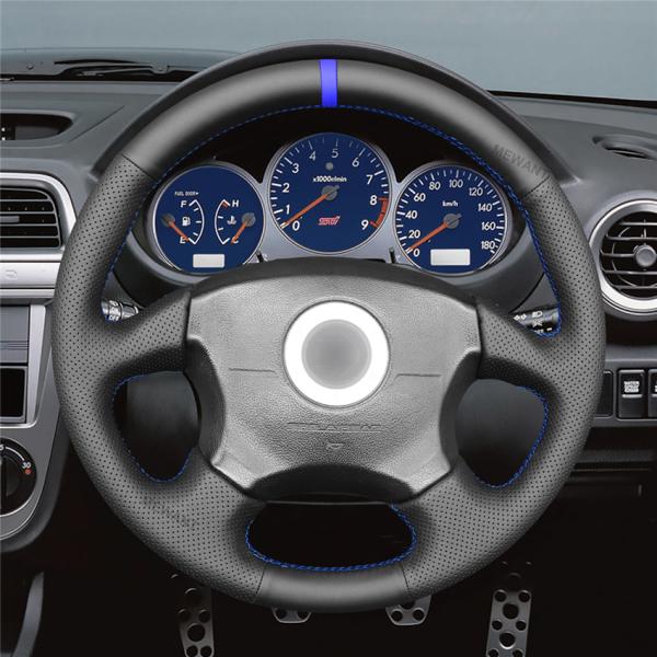 Custom Hand Sewing Genuine Leather Steering Wheel Cover for Subaru Impreza WRX STI 1998 1999 2000 2001 2002 2003