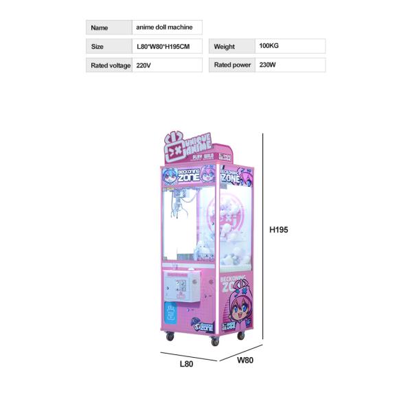 230W Coin Operated Plush Toy Claw Machine Anime Style