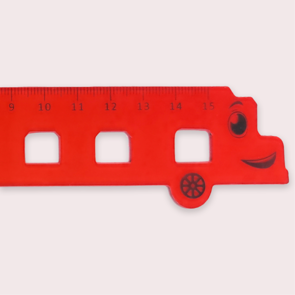 Creative stationery wholesale OEM high quality 15CM school gifts bus shape plastic ruler