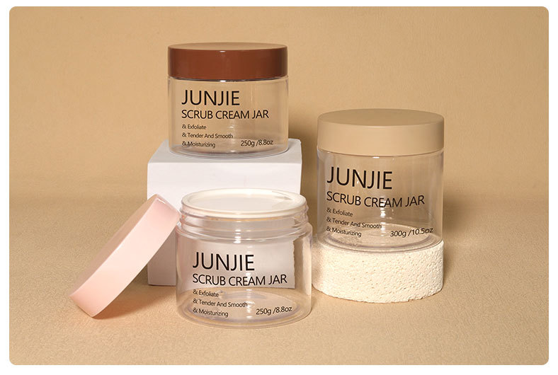 Custom Color Logo 250ml 300ml Transparent PET Cream Jars Screw Top Empty Skincare & Hair Mask Packaging UV Printed Lids
