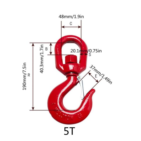 Forged Alloy Steel Crane Clevis Hook Heavy Duty Swivel Hook with Safety Latch