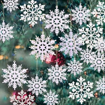 ornamento brancos do floco de neve do brilho 36pcs plástico para o Natal