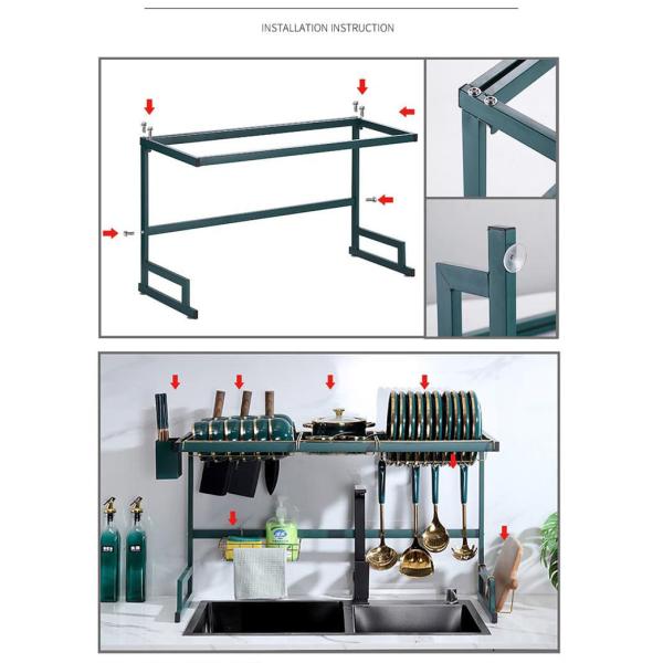 2 Tier Dish Dryer Rack Over Sink  , Polishing Double Sink Drying Rack ODM