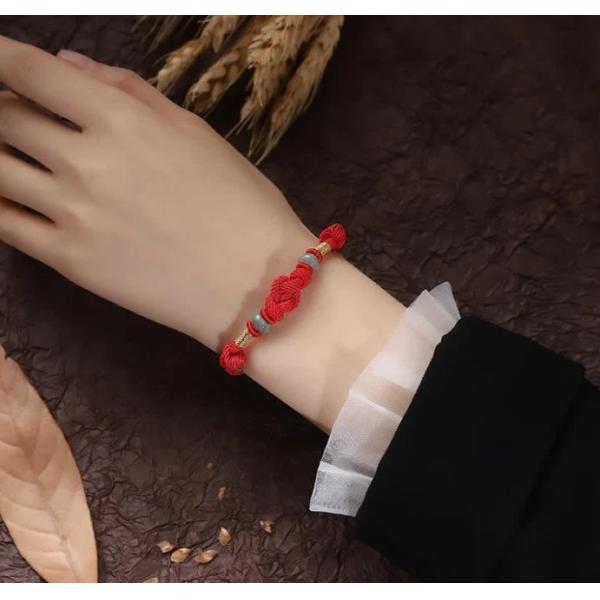 Chinese Knot Red String Jade Bracelet Luck Fortune Knot Braided Bracelets For Couples