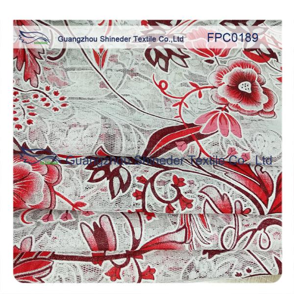 Flowers wreathed with vine Polyester&Cotton Burnout Lace Fabric  for dress/ladies garment