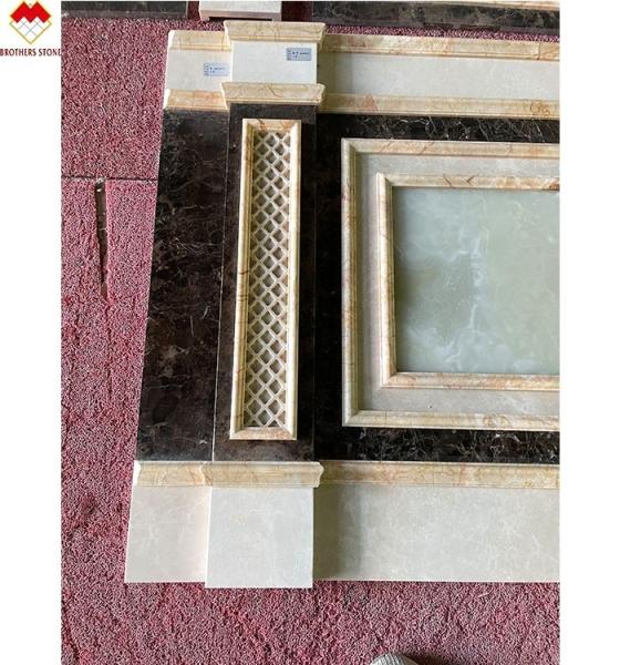 Villa Background Wall Cladding Green Onyx and Beige Marble Stone Slab in Modern Design