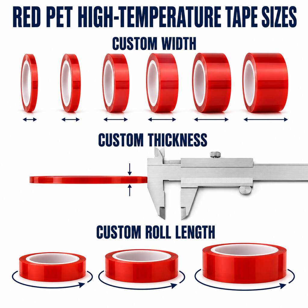 Red PET High Temperature Tape (Red Polyester Masking Tape / Red Powder Coating Tape / High-Visibility Process Protection Tape) – For Grounding Points, No-Spray Areas & PCB Masking
