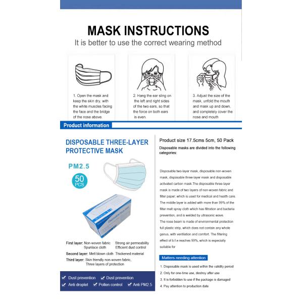 Medical Personal Care Surgical Mouth Mask Disposable With CE And FDA