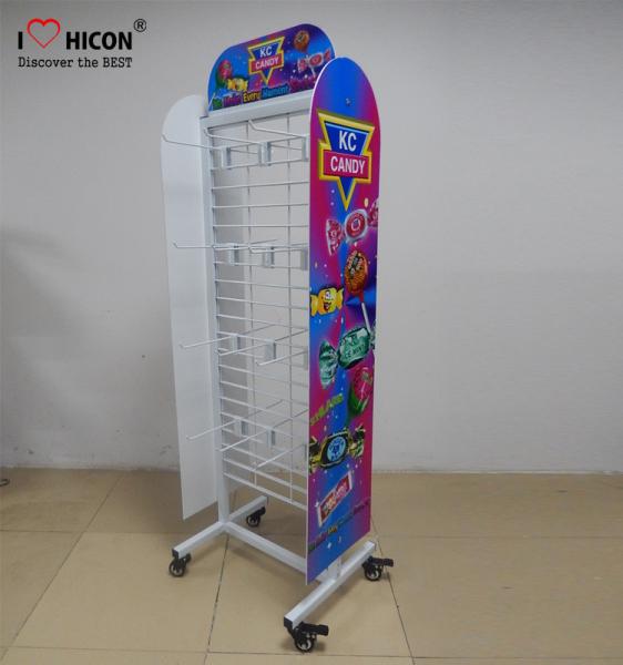 Movable Retail Store Fixtures , Metal Candy Retail Shop Display Shelving