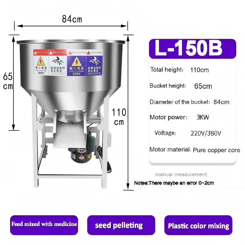 Farm Livestock Feed Mixer Stainless Steel Poultry Feed Mixing Processing Pulverizer 500KG