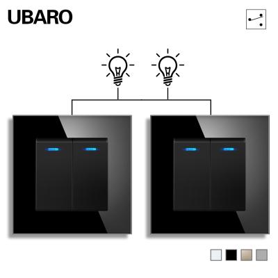 86 Tipos Série R Moderno Lâmpada de Parede Preta Interruptor de Controlo de Empurro Painel de Vidro Temperado Compatível com Reino Unido/UE/FR