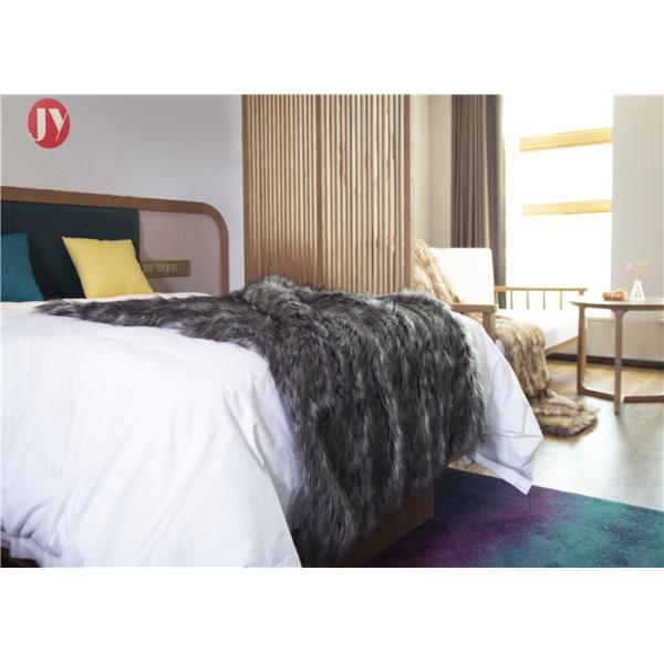 Silver Gray Plush Fur Faux Throw Blanket Wolf Home Accents Eco - Friendly