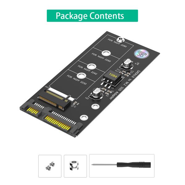 M.2 NGFF to SATA Adapter Card B Key/B & M Key SSD Converter for 2.5 Inch SATA III with 6Gbps Transfer Rate