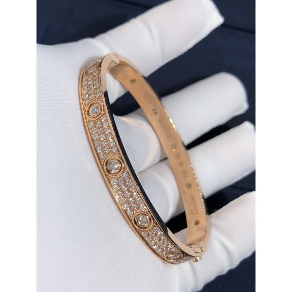 Popular Beautiful Gorgeous Factory Made 18k Car Tier Yellow/White/Rose Gold And Natural Diamonds LOVE Bracelet