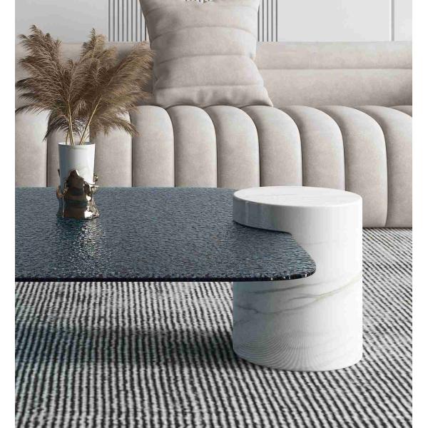 Стиль светлого роскошного мраморного круглого верхнего сегмента комнаты прожития журнального стола творческого дизайнерский