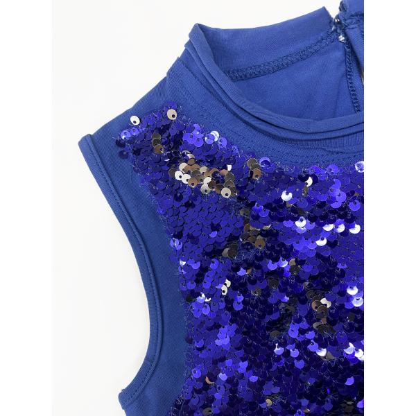 Back Open Sleeveless Baby Girl Sequins Tees Round Collar Cosy Cotton