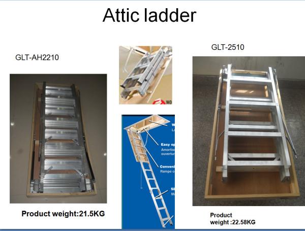Anti Slip Feet Home Aluminium Loft Ladder , Collapsible Telescopic Attic Ladder