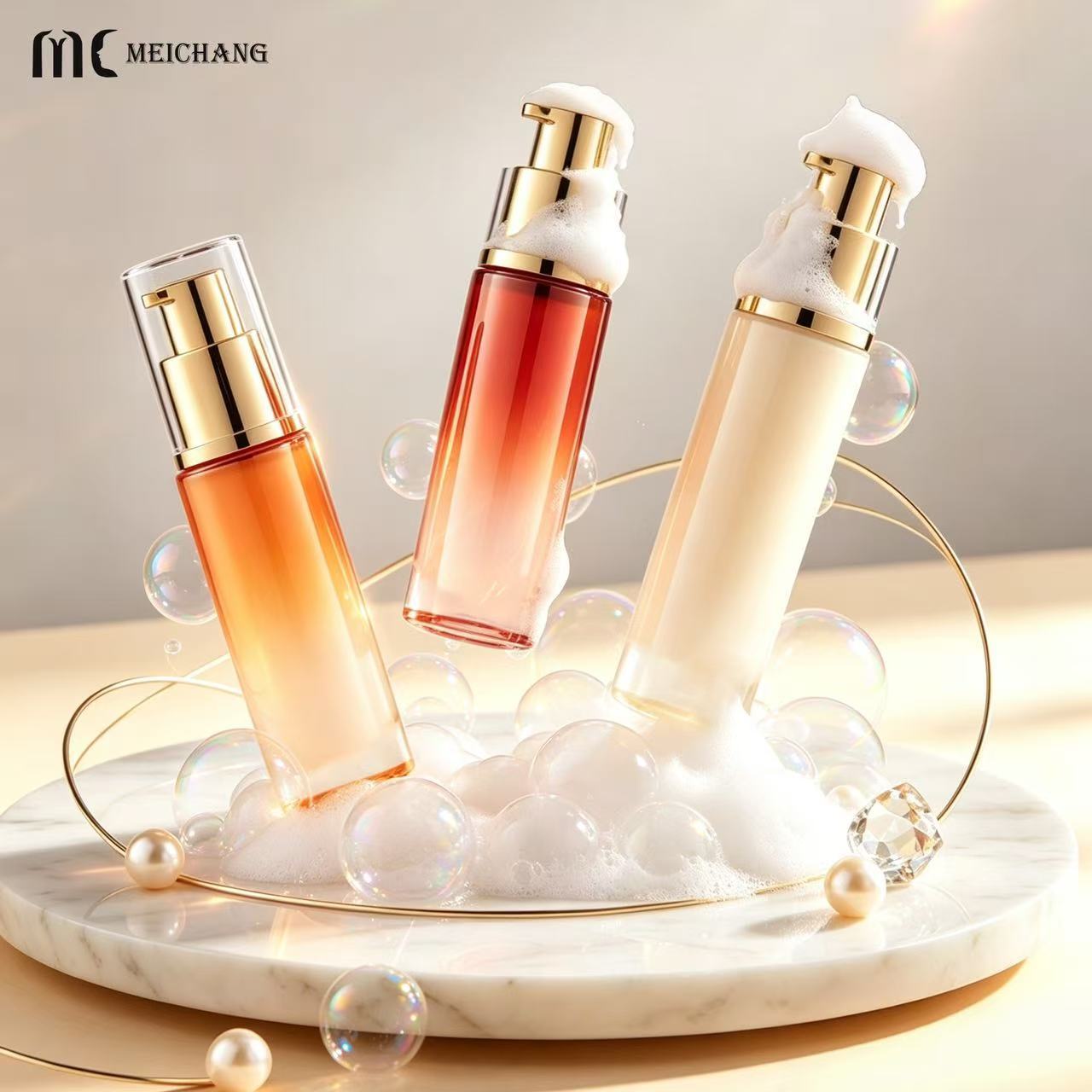 40ml 50ml 60ml PP Airless Foaming Pump Bottle for Travel-Size Facial Cleanser Packaging（MC-1804）