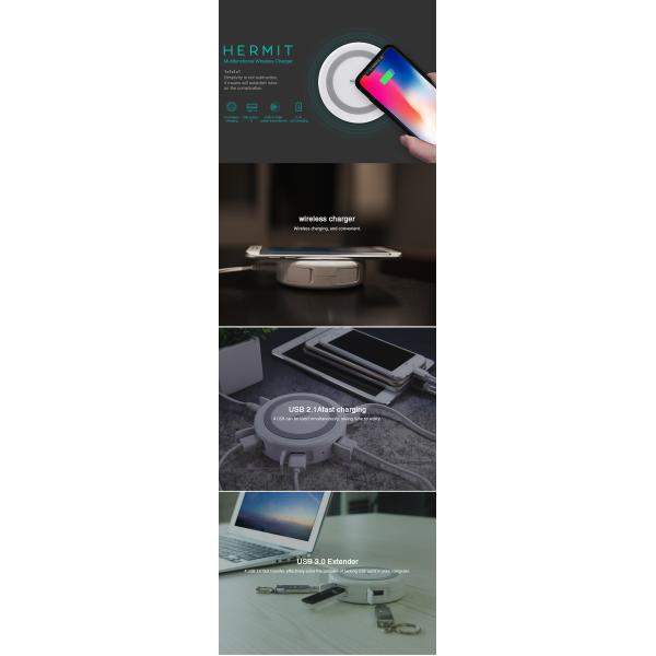 Convenient Multiple Device Wireless Charging Pad USB3.0 Standard Ports