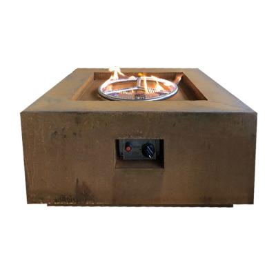 Chaminé quadrada Heater Corten Steel Gas Fire exterior Pit Table do pátio