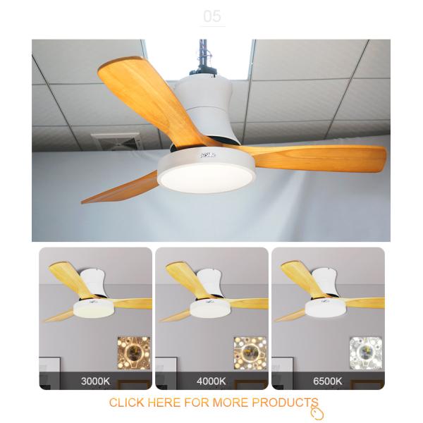 Ventilador de teto de perfil baixo com controle remoto de lâminas de madeira de 48