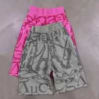 Shorts Capri à double taille en strass de mode OEM, pantalon court, streetwear, sérigraphie, coton de haute qualité, prix bas, personnalisé