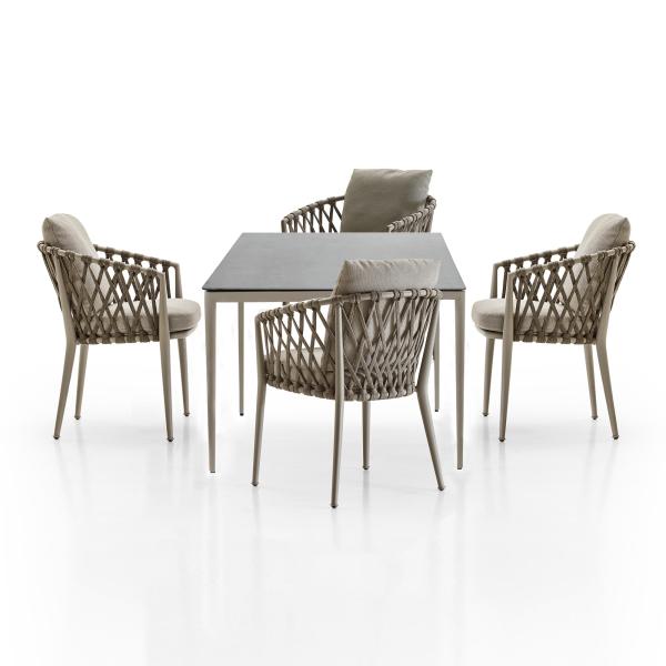 Plastic L56cm W51cm Chair Bistro Table And Chairs Set Hand Weaving
