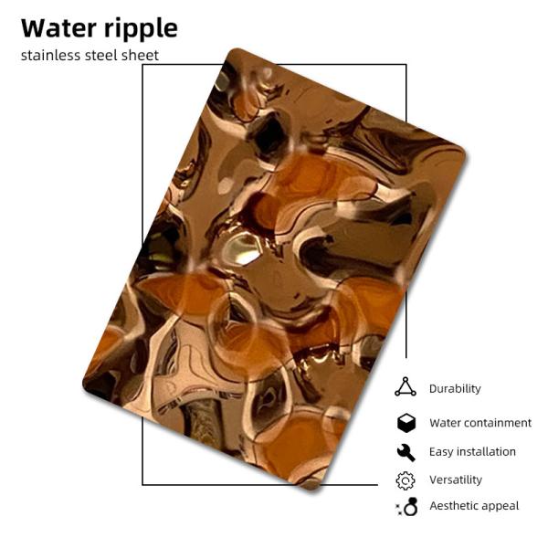 Изготовленный на заказ лист нержавеющей стали пульсации воды Pvd большой средний небольшой бил декоративное молотком