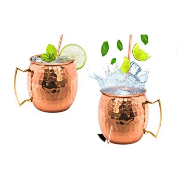 o conjunto de ferramentas da barra das canecas da mula de 16oz Moscou martelou as canecas de cobre com forro de aço inoxidável