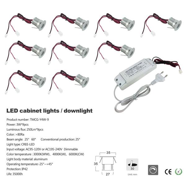 3W Mini Led Cabinet Light Power Driver Kit Dimmable Recessed Led Down Light Spotlight Interior Led Light Fixtures