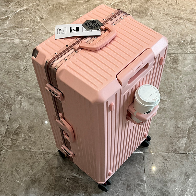 Unisex Travel Luggage Carry-On Suitcase Aluminum Frame TSA Lock PC Material Spinner Caster Cup Holder Anti-Collision Corners