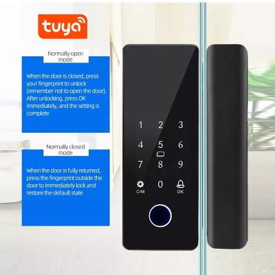 Smart WiFi Tuya Glass Door Lock Digital Fingerprint Electronic Password IC Card Access