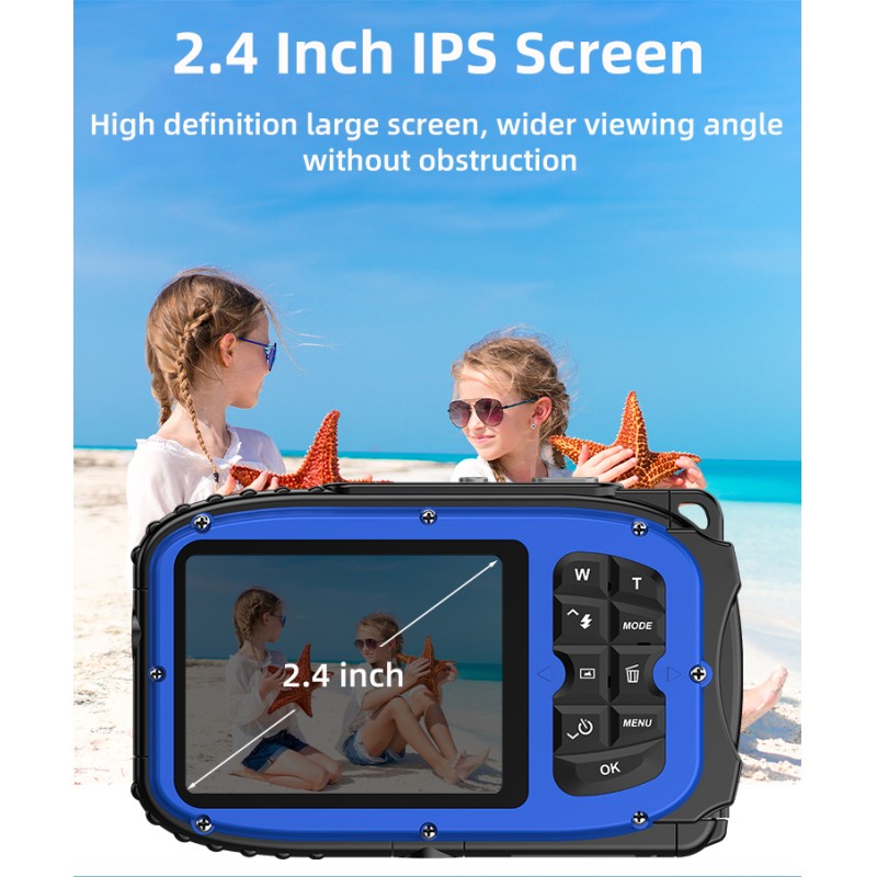Retro HD 1080P Waterproof Camera 2.4 Inch Screen IP68 5M Waterproof Auto Focus 4X Digital Zoom Underwater Camera for Diving