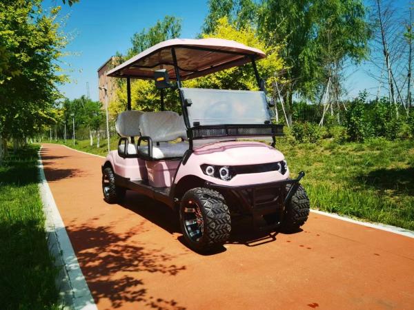 Rosa 4kw de alta potencia Carro de golf eléctrico de todo el camino neumático McPherson suspensión independiente