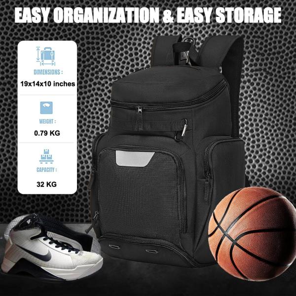 Баскетбольный рюкзак Большая спортивная сумка, спортивная сумка с отсеком для мяча и обувным отсеком для магазина спортивные ботинки вода