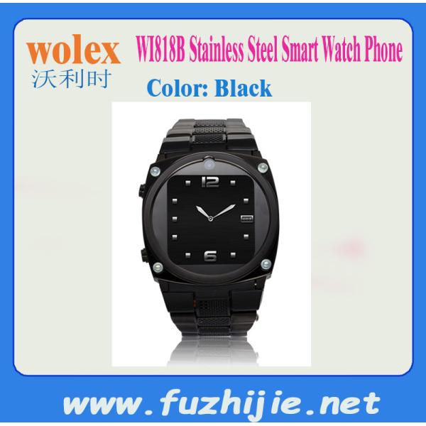 WL818B Stainless Steel Smart Mobile Phone Watch(Black,Silver)