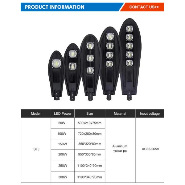 50w/100w/150w/200w/250w Высокомощный уличный фонарь IP66 AC 85-265V