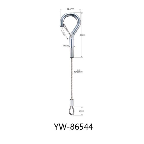 Estilingue material de aço inoxidável da corda de fio 304 com o gancho moldado dado YW86541 do laço