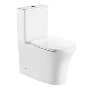 Dual Flush Toilet Bowl Modern Style Rimless P-Trap Washdown Two-Piece WC Commode with Floor Fixing Screw Made of Ceramic