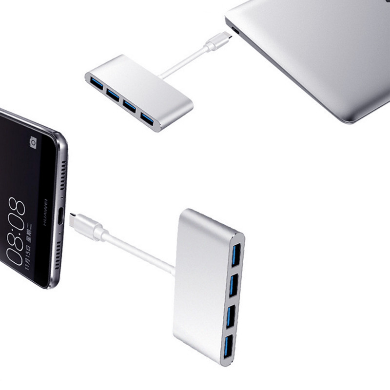Tablet Laptop 4 Ports Aluminum Alloy Usb 3.1 Type C Hub