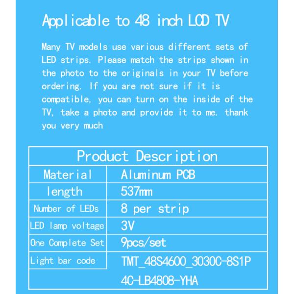 Для 4C-LB4808-YHE/YHA 48F1600-9X8-3030C-8S1P TCL L48F3700A световой полосы