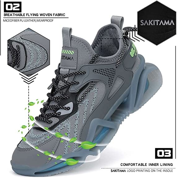 Sakitama Stretch Breathable Mesh Upper Non Slip Casual Shoes Blade Tennis Shoes